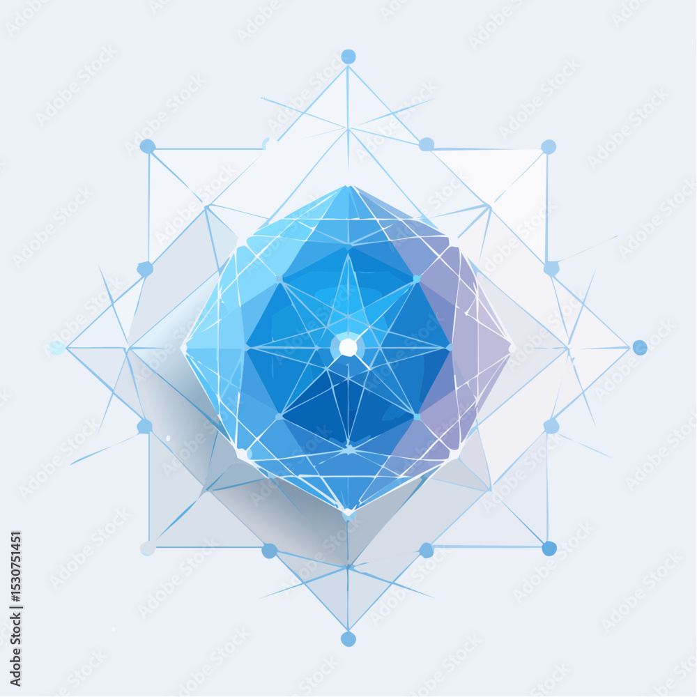 Fototapete minimalist tech network with soft glowing lines, connected nodes, and flowing data links in light bl