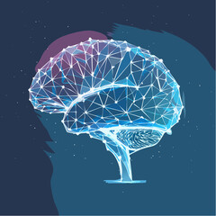 Abstract AI neural system with glowing brain patterns, connected nodes, and vibrant neon circuits representing deep learning in a futuristic dark interface-generative AI