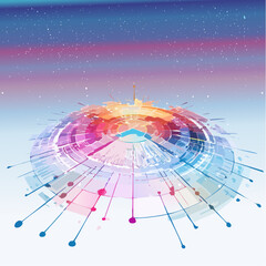 3D futuristic data grid with interconnected digital pathways, luminous circuits, floating information nodes, advanced communication system, glowing elements, deep space background-generative AI