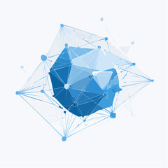 Futuristic technology network with glowing blue data connections, circuit lines, digital nodes, and interconnected devices, floating in a dark cybernetic space, high-tech atmosphere, 3D render