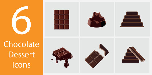 Chocolate Vector Icons – 6 Editable Illustrations for Food, Snacks & Confectionery Design
