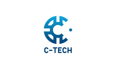C initial tech logo designs template