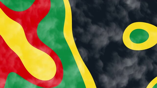 Juneteenth abstract shapes in red, yellow, and green represent freedom, ideal for social media posts, event promotions, and educational materials.
