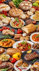 A generous spread of delicious and flavorful culinary creations for a gourmet dining experience