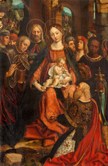 Asti -  The detail of painting of Polytriptych of the Three Magi in the church Collegiata di San Secondo by Gandolfino da Roreto (1520).