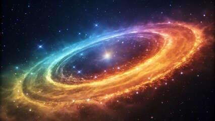 Vibrant cosmic nebula with glowing stars and celestial dust