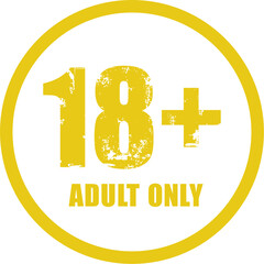 18 sign warning symbol isolated, adults age only, over 18 plus only censored, eighteen age older forbidden adult content