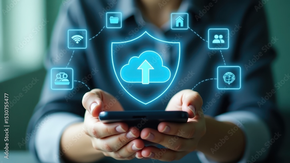 Poster secure cloud storage displayed on a smartphone.