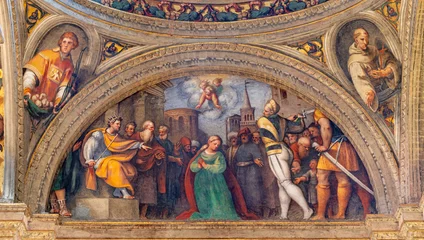 Fototapete PIACENZA, ITALY - MAY 19, 2025: The fresco of martyrdom of St. Catherine of Alexandria in the church Basilica di Santa Maria di Campagna by  Pordenone (1531-1532). © Renáta Sedmáková
