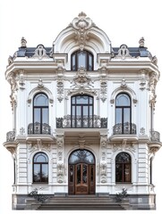 Fototapeta premium Grand White Ornate Building Facade with Symmetrical Design