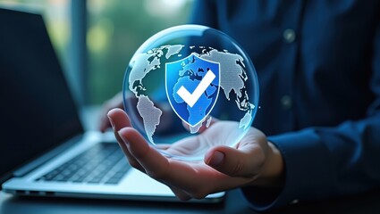 Global protection concept displayed on a crystal orb.