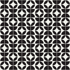 Mid century modern floral geometric pattern in black and white. Graphical illustration for a unique textiles and home décor.	
