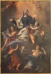 PIACENZA, ITALY - MAY 20, 2025: The painting of St. Francesca Romana in the church Basilica di San Antonio by Giovanni Maria delle Piane - Mulinaretto (1660 – 1745).