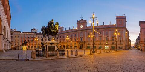 Piacenza - The square Piazza Cavalli at dusk