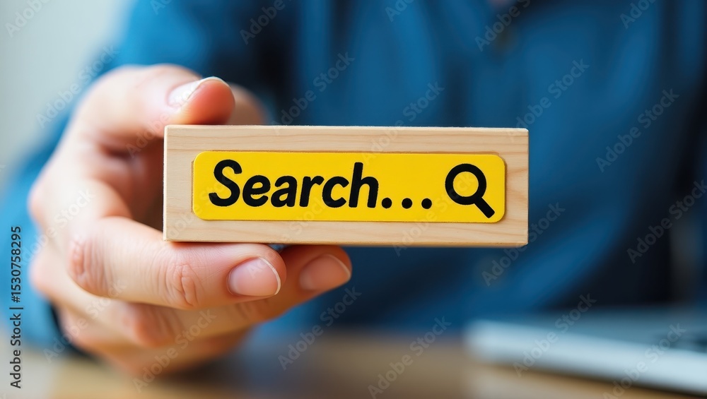 Poster wooden block displaying the word 