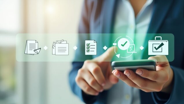Process of digital document management on a smartphone. - Powered by Adobe