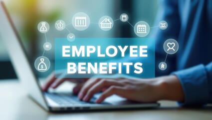 Employee benefits displayed on a laptop screen.