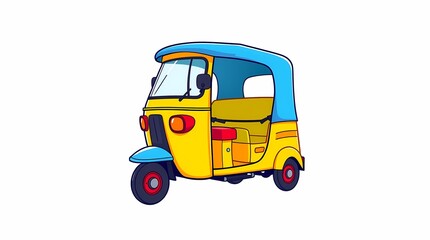 Obraz premium Vibrant Illustration of a Three-Wheeled Auto Rickshaw