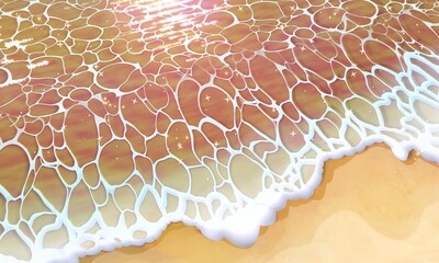 夕暮れの海の波打ち際背景壁紙★abstract background with waves