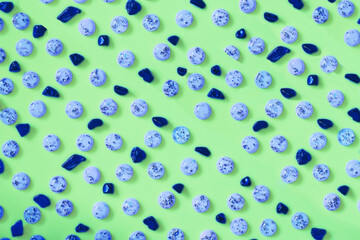 Emerald, green azure stones pebble gems pattern