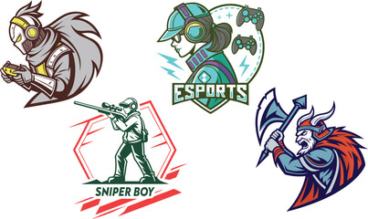 esport logo, gaming mascot logo design, vector art, illustration