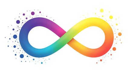 Autistic Pride Day. Rainbow symbol of infinity isolated on transparent background. Color spectrum of infinity sign. Rainbow gradient shaped infinity sign.