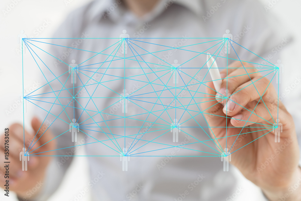 Poster visual representation of a global network, teamwork, and business collaboration. ideal for corporate