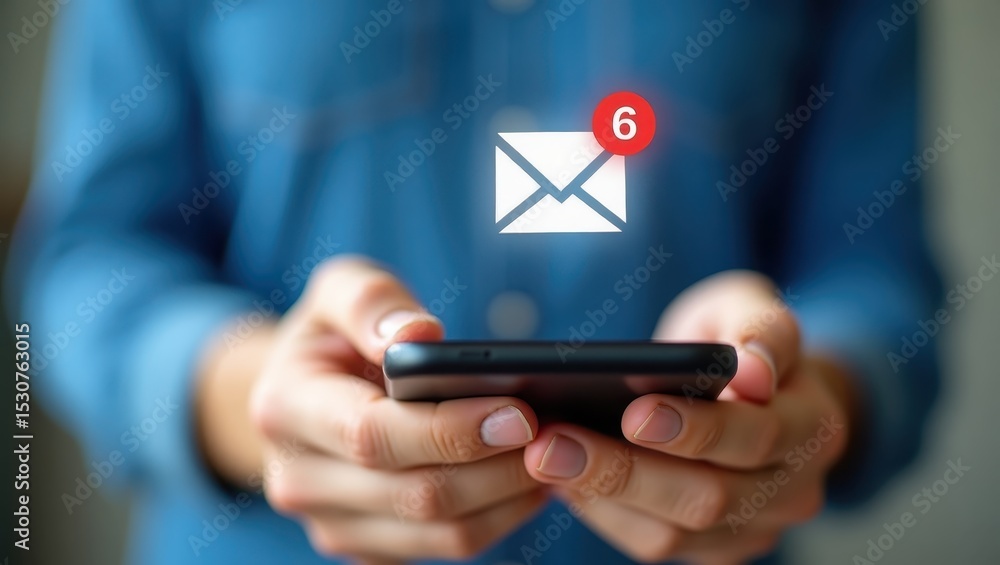 Poster smartphone displaying an email notification.