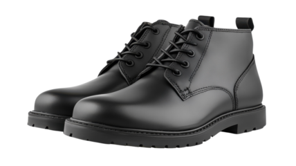 Stylish black leather boots with laces, perfect for both casual outings and semi-formal events in any season