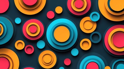 Abstract design with layered circles in vibrant colors