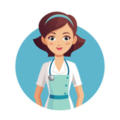 Fototapeta premium Smiling Nurse Portrait with Stethoscope vector Illustration