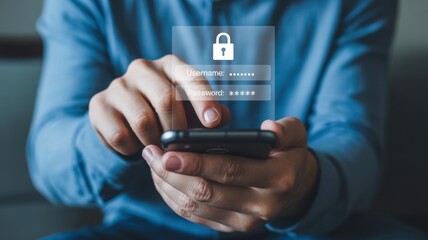 A person using a mobile phone to log in.