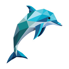 Polygonal dolphin jumping © GraphiGlaze 
