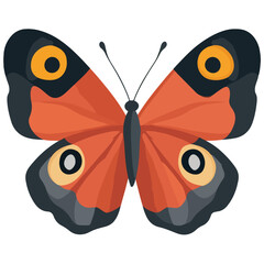 Obraz premium Peacock butterfly vector illustration isolated on transparent background 