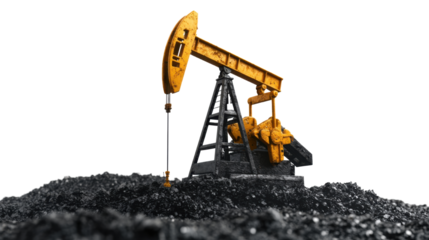 oil pump jack extracting crude oil on white background