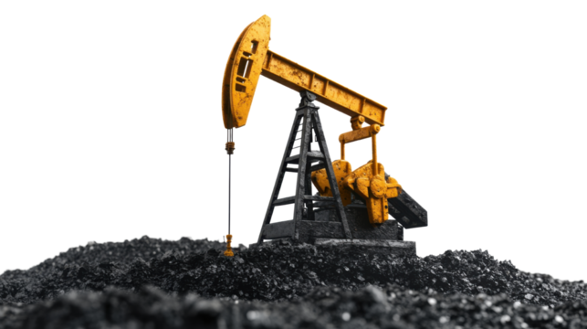 oil pump jack extracting crude oil on white background