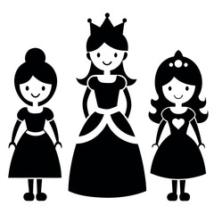 Cute Princesses in Simple Silhouette Design
