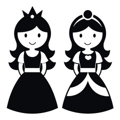 Cute Princesses in Simple Silhouette Design