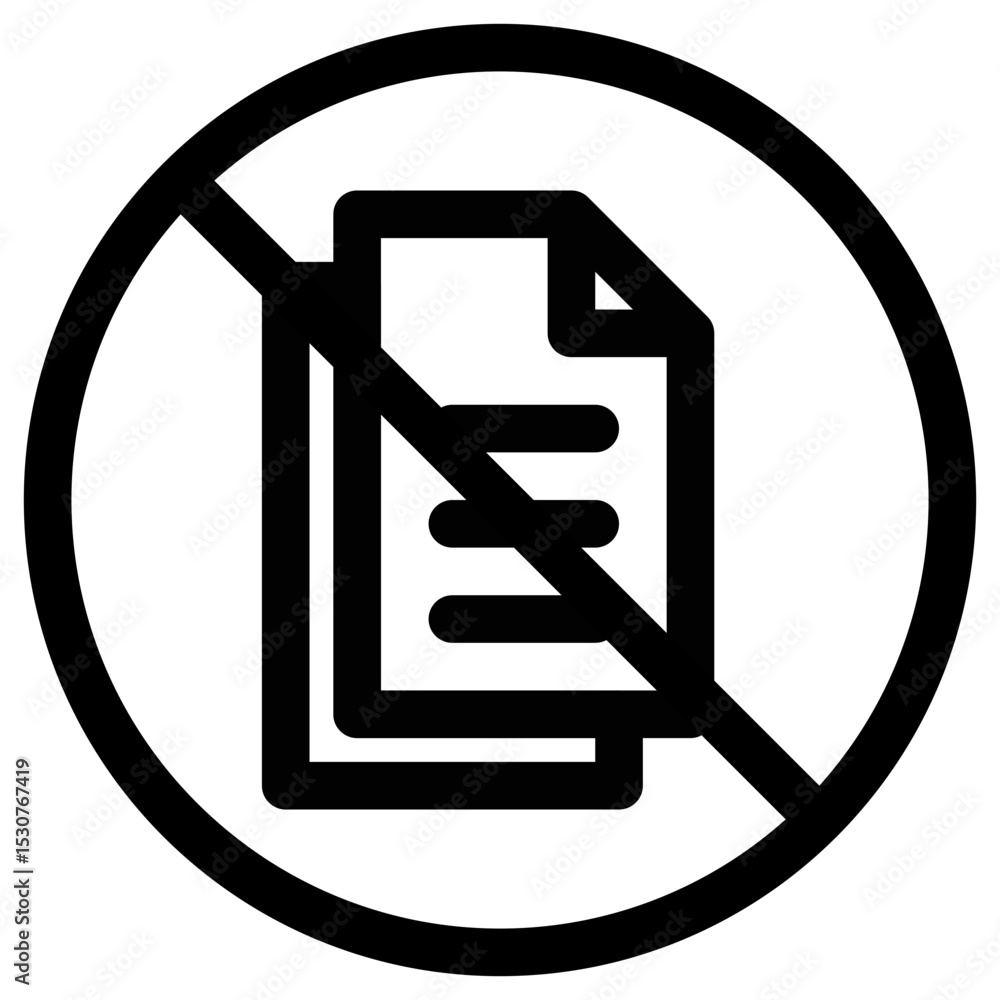 Aufkleber no copy document icon with slash symbolizing restriction or prohibition concept