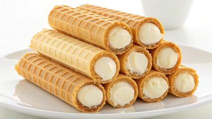 Waffle rolls isolated on white background