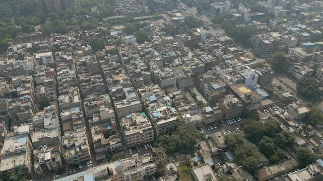 Karol Bagh Neighborhood Delhi India Drone Shot 4K 60FPS