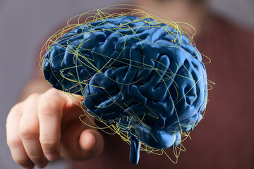 3D rendering of a human brain with neural network connections.  Ideal for AI, neuroscience, and...