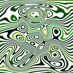 ABSTRACT ILLUSTRATION MARBLED TEXTURE LIQUIFY PSYCHEDELIC GREEN COLORFUL DESIGN. OPTICAL ILLUSION BACKGROUND VECTOR DESIGN