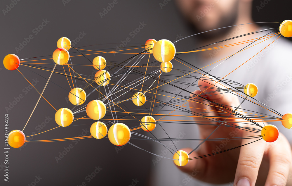 Aufkleber Abstract image of a complex network, illustrating interconnectedness and global communication.