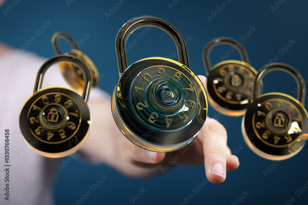 Aufkleber high-quality image of digital combination locks, perfect for cybersecurity and data protection conce