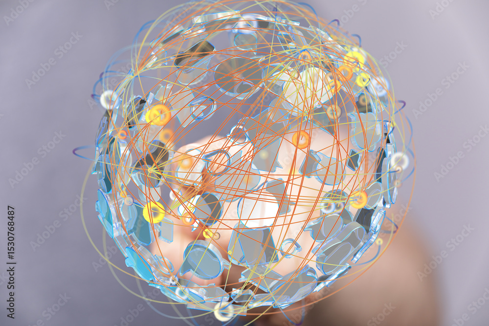 Poster Abstract image of a global network, representing data connections and communication.