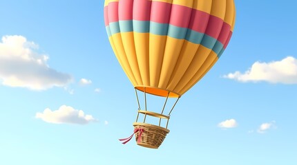 Fototapeta premium Colorful Hot Air Balloon Soaring Through a Sunny Sky
