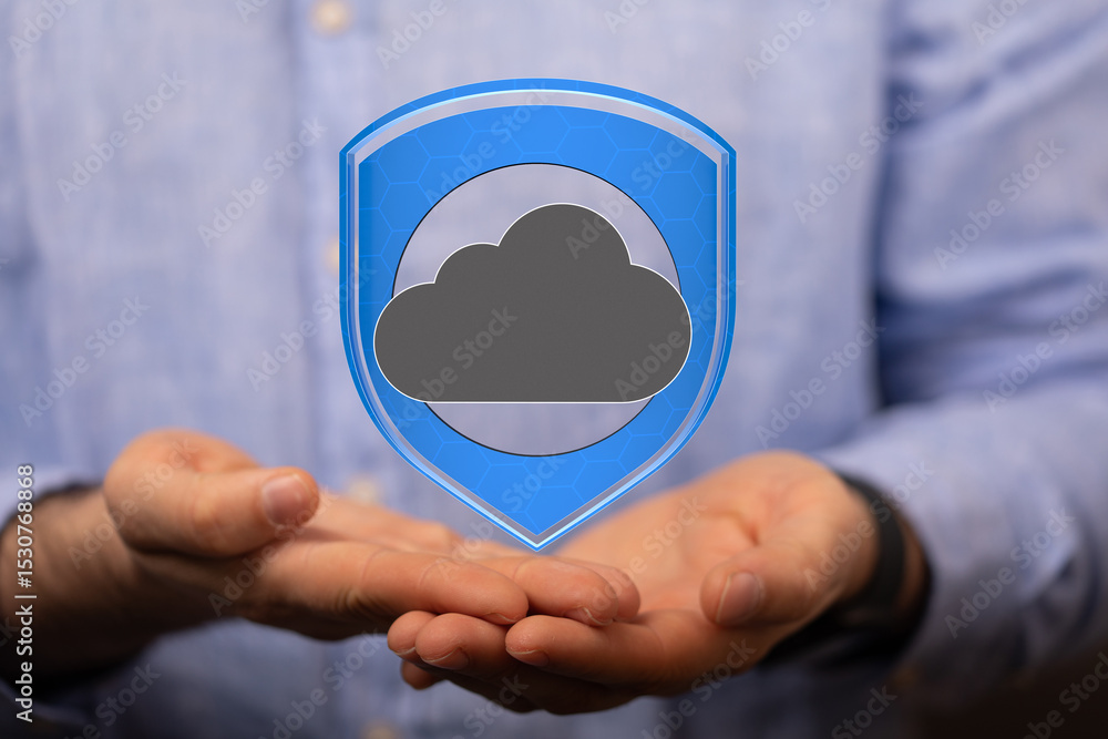 Poster safeguarding your cloud data. robust security measures for reliable protection.