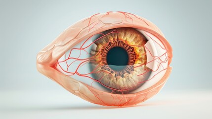 Realistic Anatomy of Human Eye with Detailed Vascular Structure
