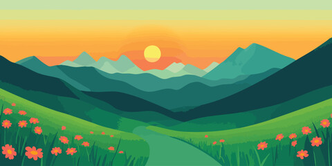 Obraz premium Sunrise Over a Mountain Range